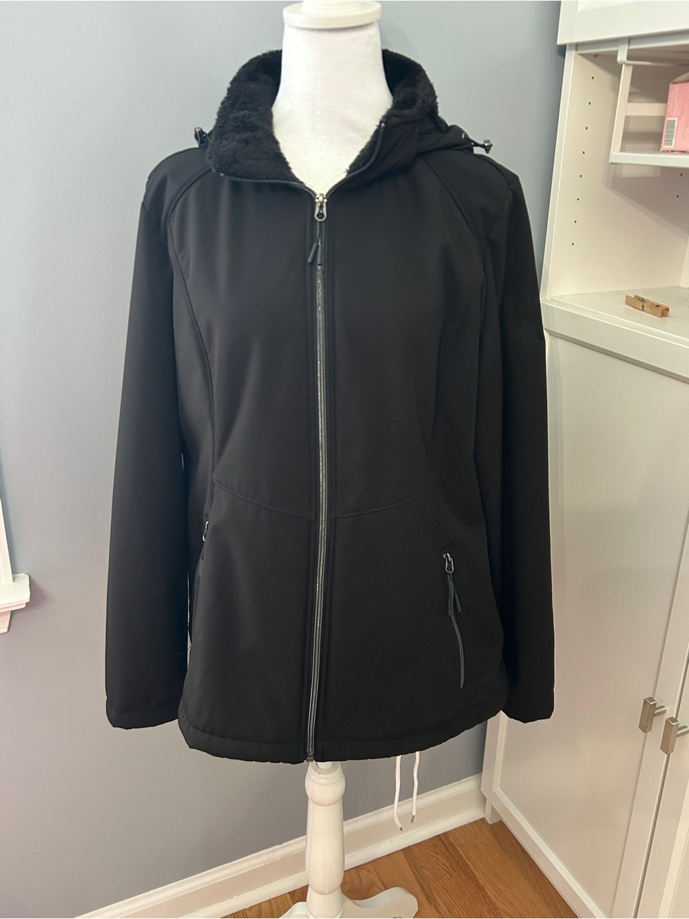 ZeroXposur Black Softshell Lined Hooded Jacket Coat Full Zip Women's XL